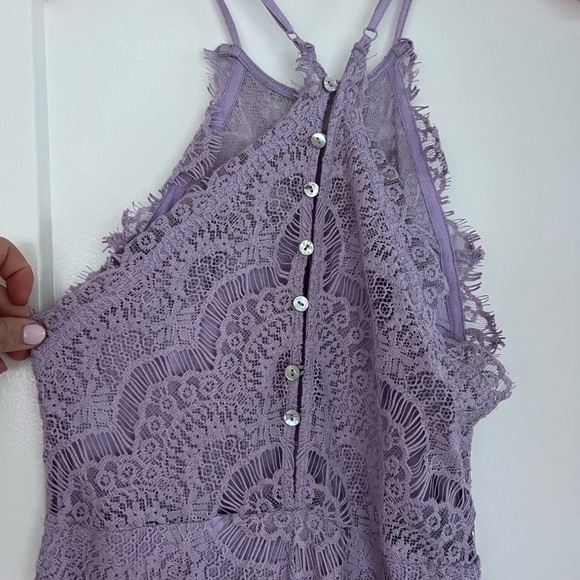 Free People Lace/Crochet Mini Dress Purple XS - Picture 3 of 4